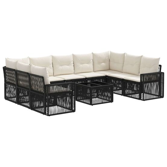 Ensemble de canapé de jardin 10 pc noir et blanc crème