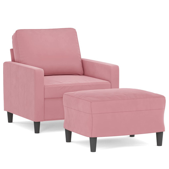 Fauteuil avec repose-pied rose 60 cm velours