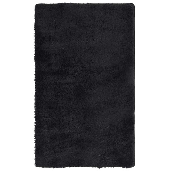 Tapis shaggy à poils longs navarra noir 60x100 cm polyester