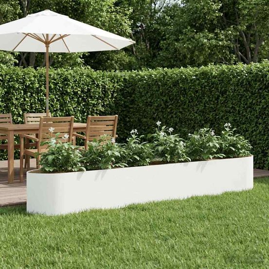 Carré potager surélevé acier jardin urbain fond ouvert 300x40x40cm blanc