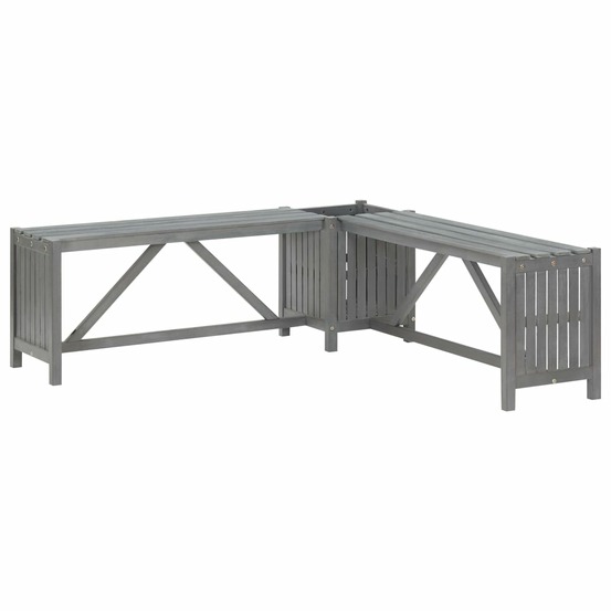 Banc de jardin meuble de patio d'extérieur terrasse d'angle de jardin et jardinière 117 cm bois d'acacia gris