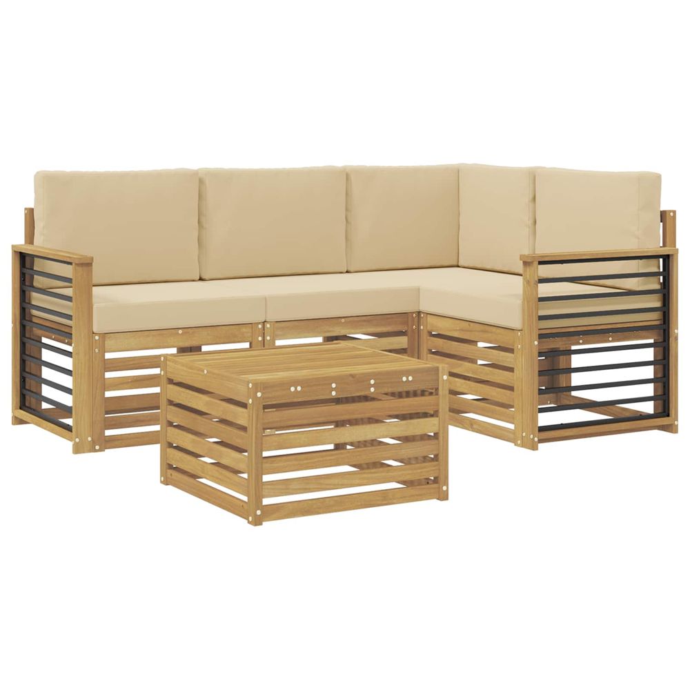 Ensemble de canapés d'extérieur 5 pc blanc et beige polyester
