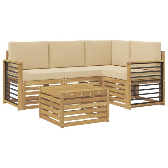 Ensemble de canapés d'extérieur 5 pc blanc et beige polyester
