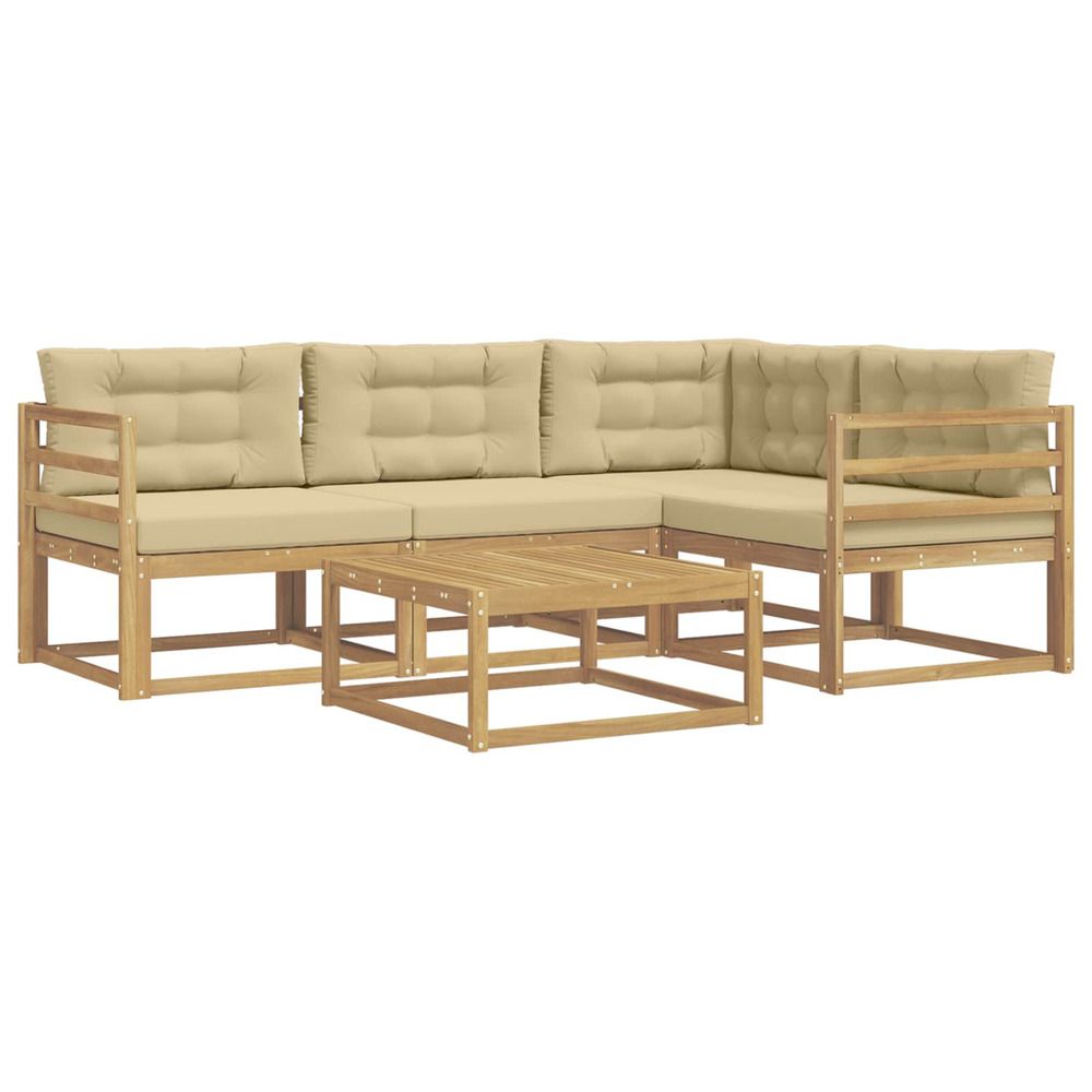Ensemble de canapés d'extérieur 5 pc blanc et beige polyester