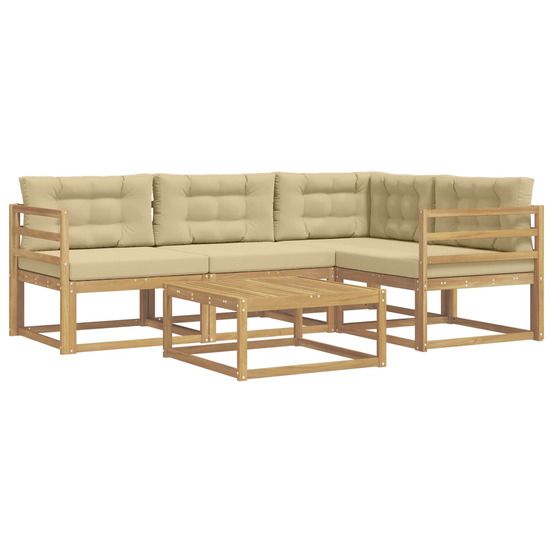 Ensemble de canapés d'extérieur 5 pc blanc et beige polyester