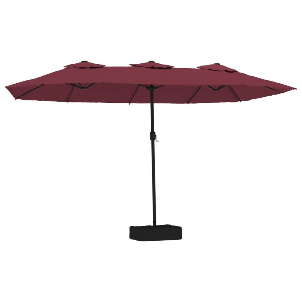 Parasol de jardin à double tête avec led rouge bordeaux