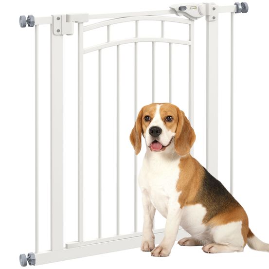 Barrière de sécurité acier pour escaliers fermeture automatique 74-80cm blanc