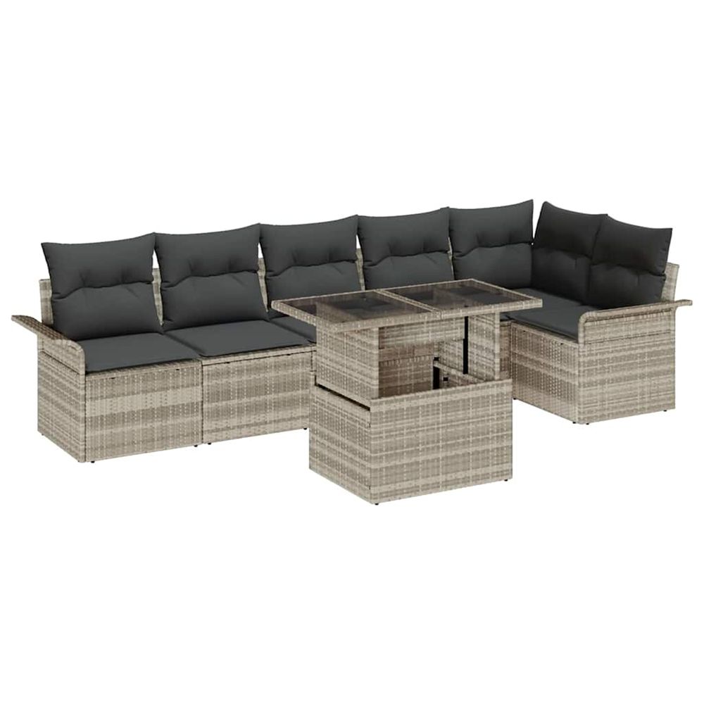 Ensemble de canapé de jardin 7 pc gris clair