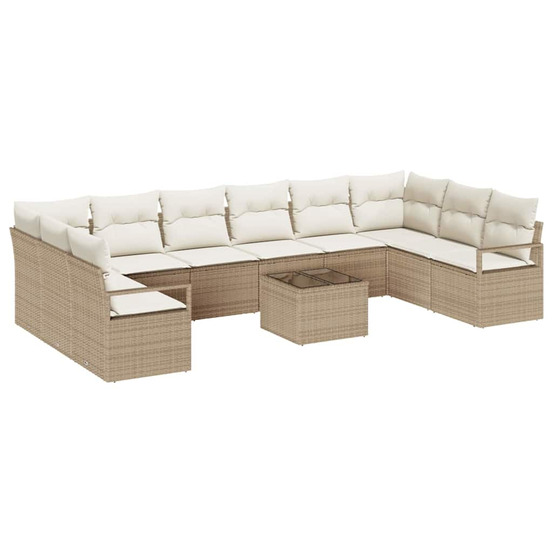 Ensemble de canapé de jardin avec coussin 11 pcs beige et crème