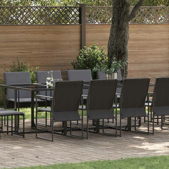 Ensemble de salle à manger pour jardin 13 pcs noir acier