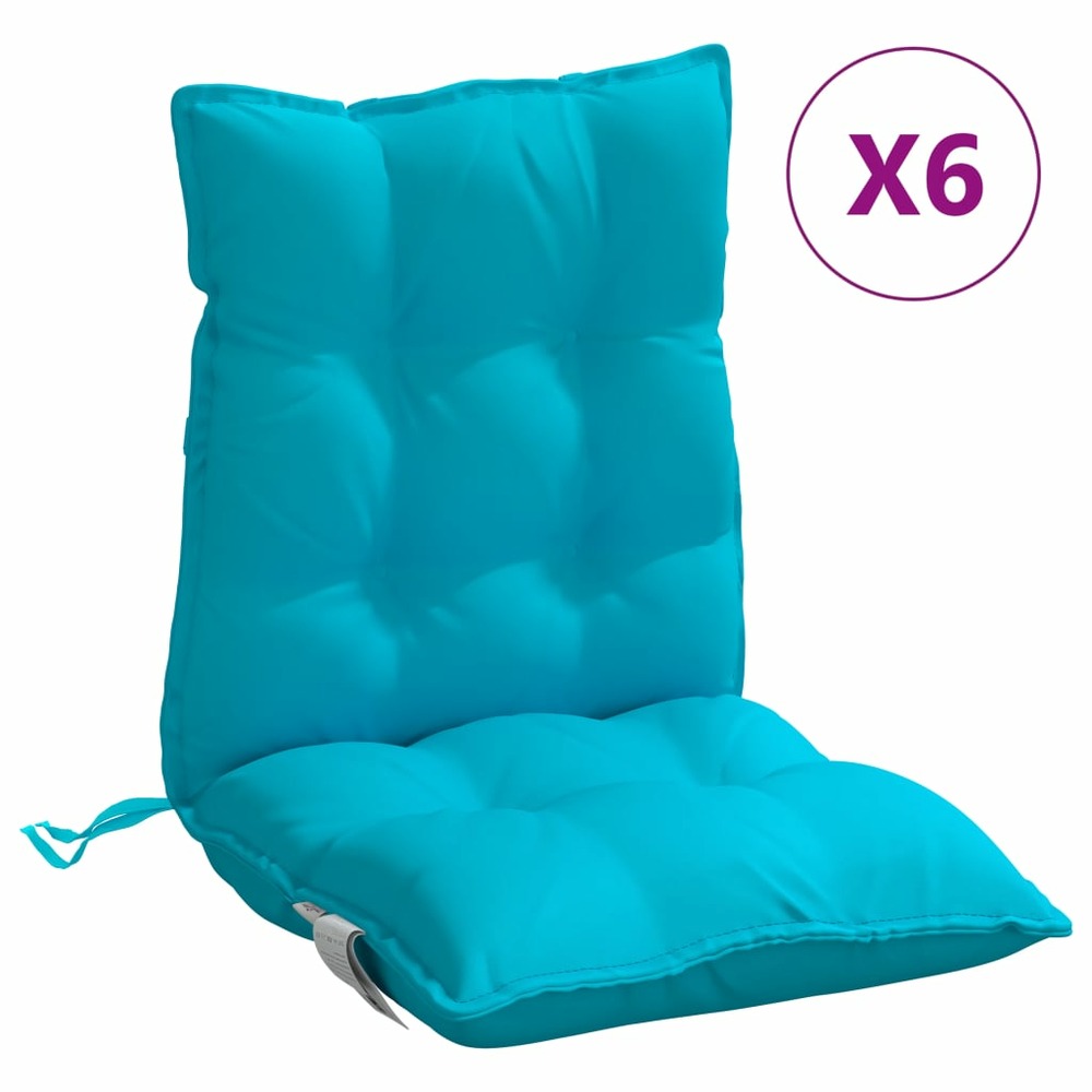 Coussins de chaise à dossier bas lot de 6 turquoise