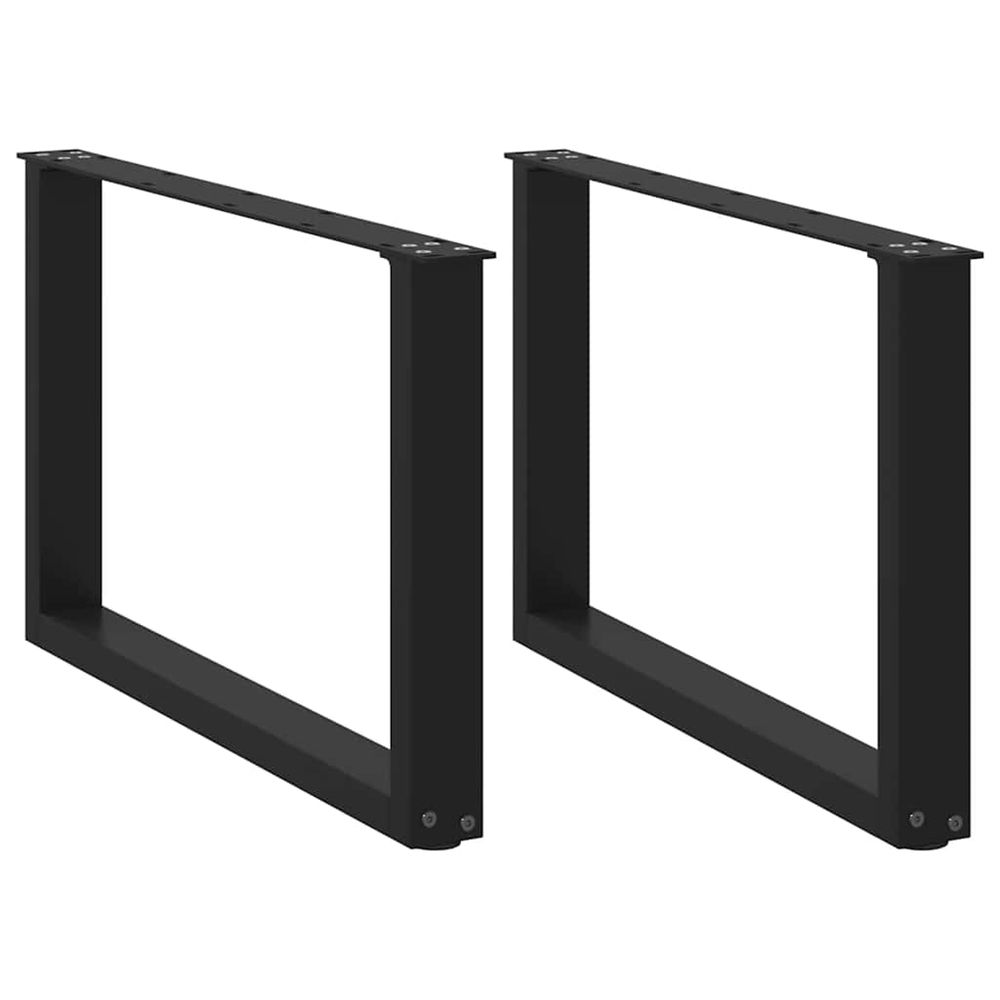 Pieds de table basse en u 2 pièces noir 70 x (42-43) cm acier
