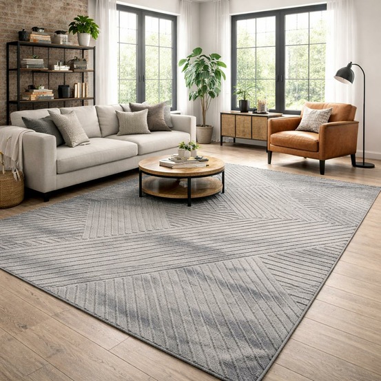 Tapis salon 160x220 lyn9 d gris, tapis ton sur ton moderne