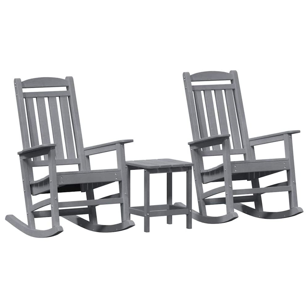 Chaise à bascule 3 pc gris clair polyéthylène