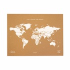 Carte du monde en liège - woody map natural world / 90 x 60 cm / blanc / sans cadre