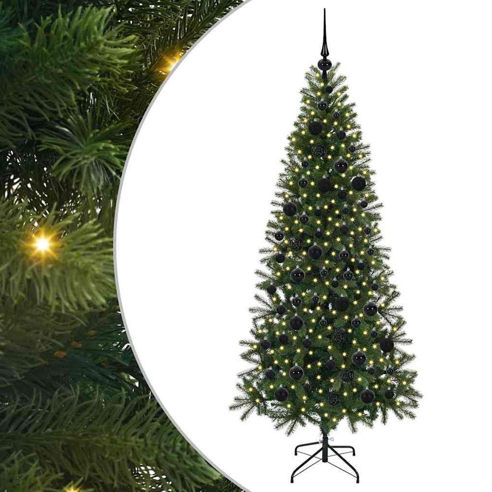 Sapin de noël artificiel avec 300 led vert 180 cm pe et pvc
