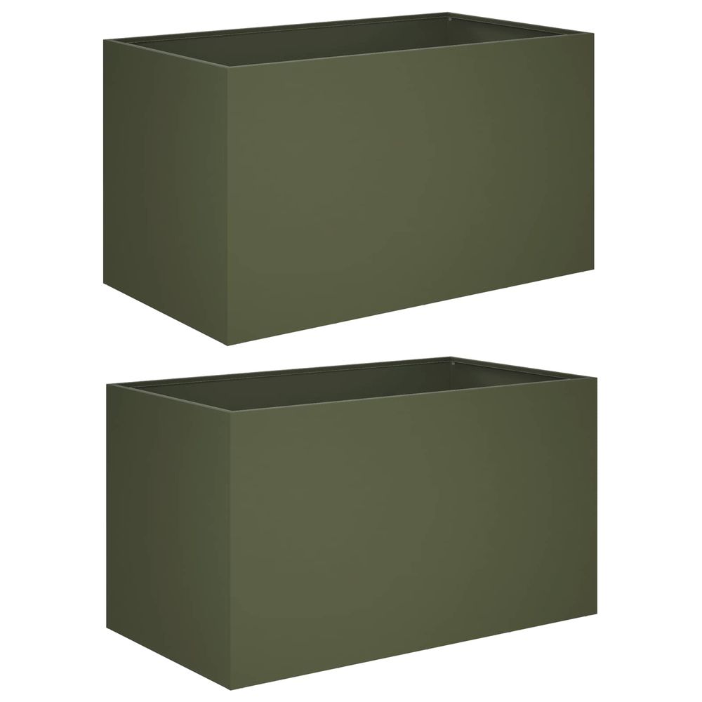 Cache-pot de jardin 2 pc vert olive 100 x 50 x 50 cm