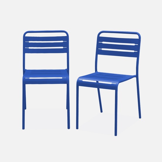 Lot de 2 chaises de jardin acier, amélia l44 x p52 x h79cm