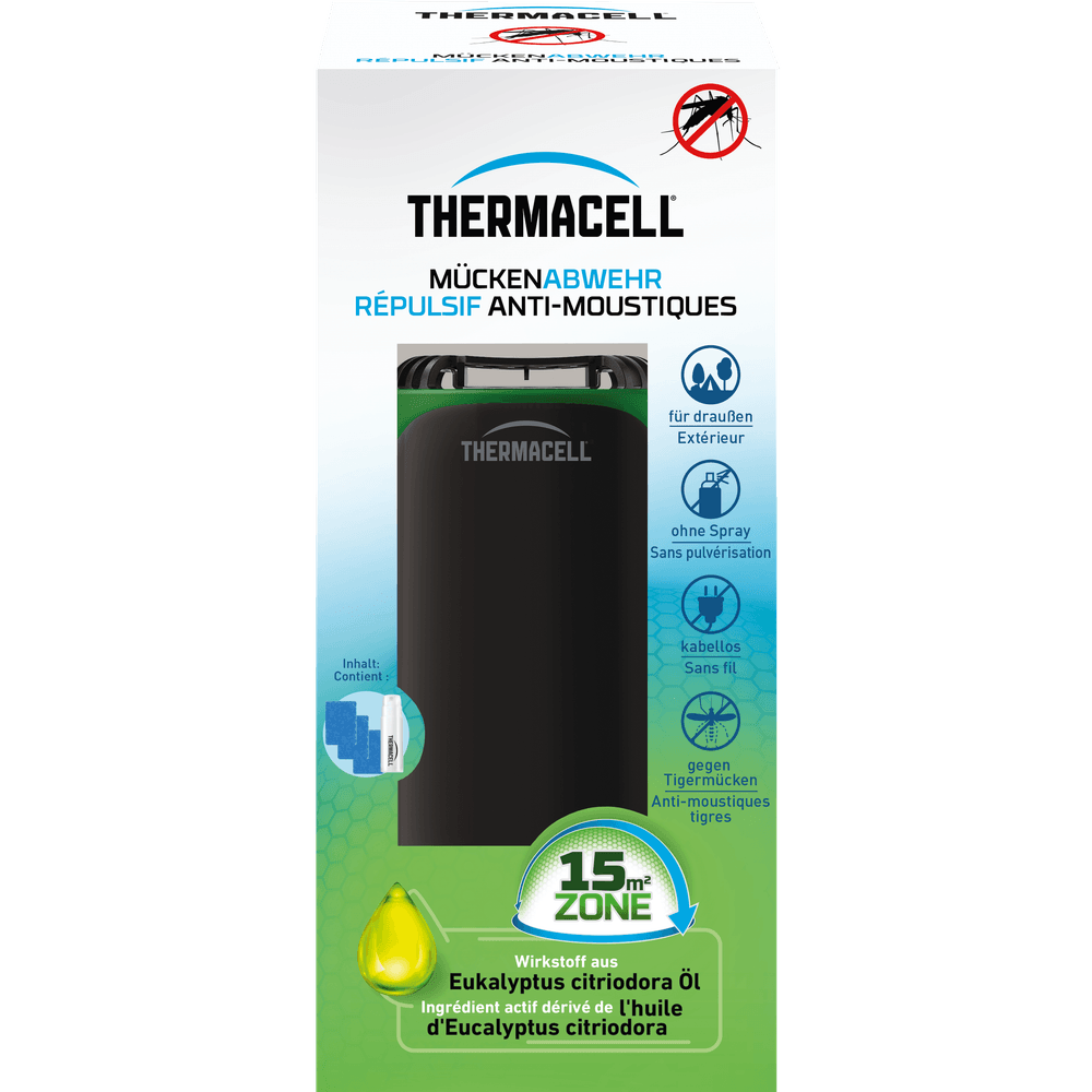 Thermacell diffuseur répulsif anti moustiques & moustiques tigres - extérieur - sans fil - protection 15m² - inodore - recharges 12h