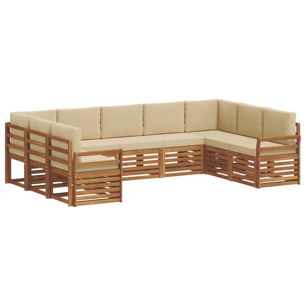 Ensemble de canapés d'extérieur 9 pc naturel et beige