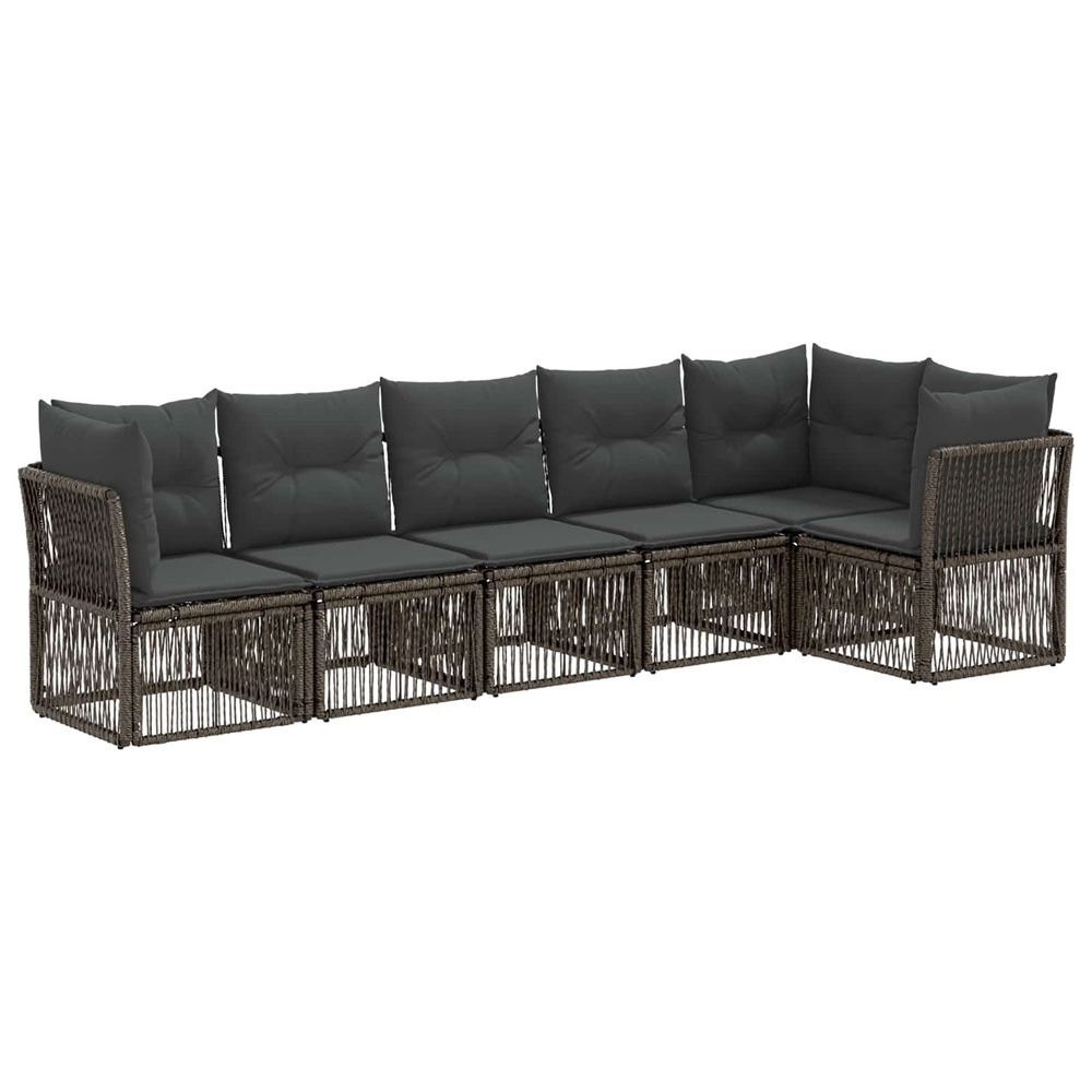 Ensemble de canapé de jardin 6 pcs gris polyrotin