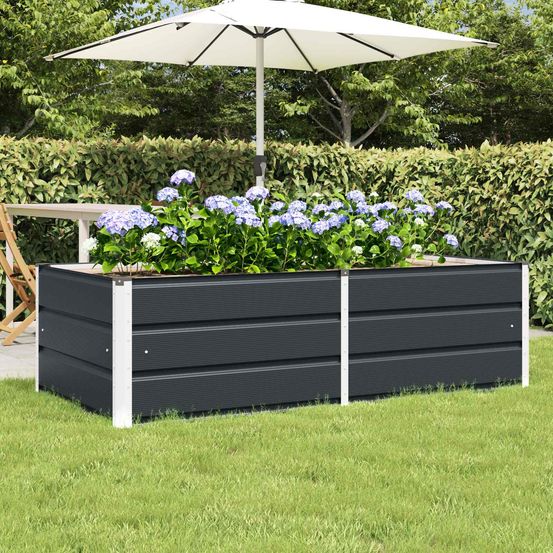 Bac à fleurs carré potager acier moderne pour plantes et légumes 160x80x45 cm anthracite