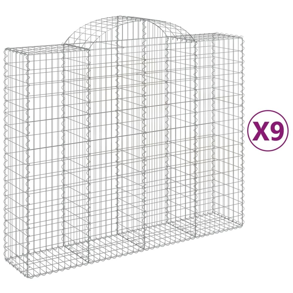 Paniers à gabions arqués 9 pcs 200x50x160/180 cm fer galvanisé