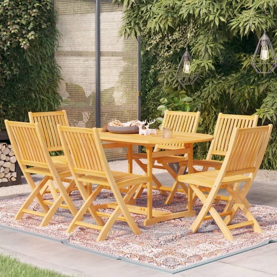 Ensemble à manger de jardin 7 pcs bois de teck massif