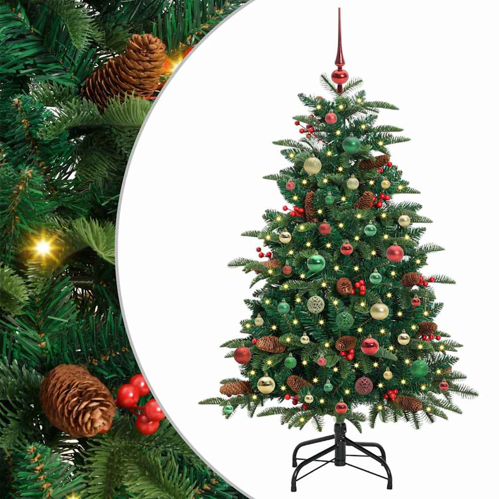 Sapin de noël artificiel vert 150 cm pvc, métal et plastique