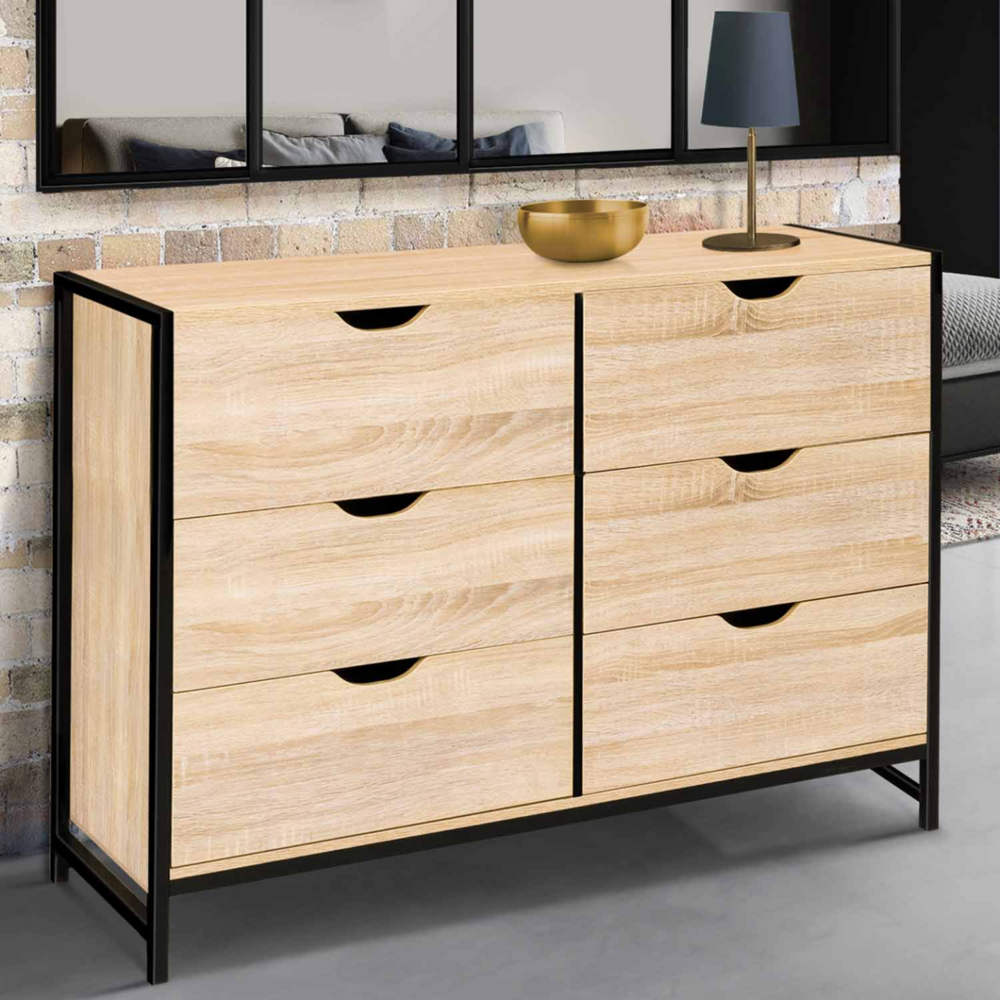 Commode 6 tiroirs detroit 115 cm design industriel