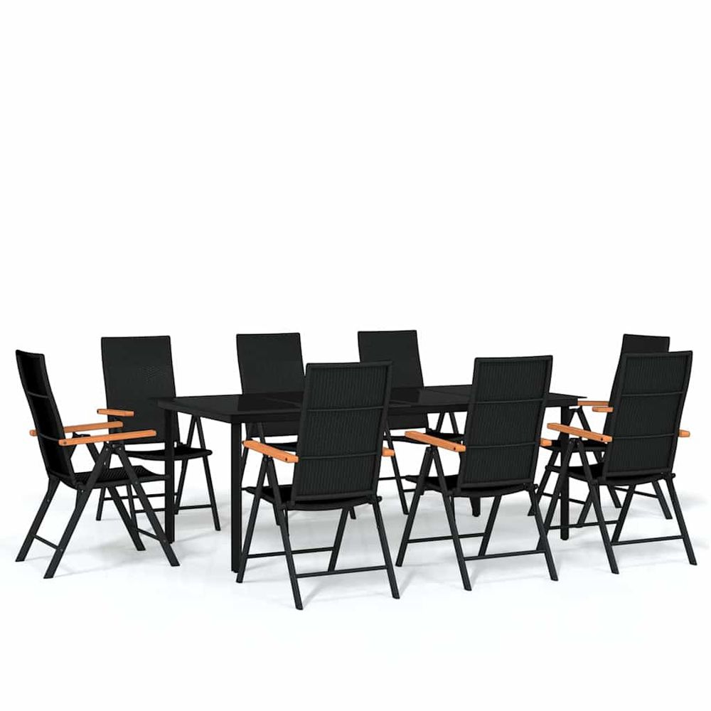 Ensemble à manger de jardin 9 pcs noir