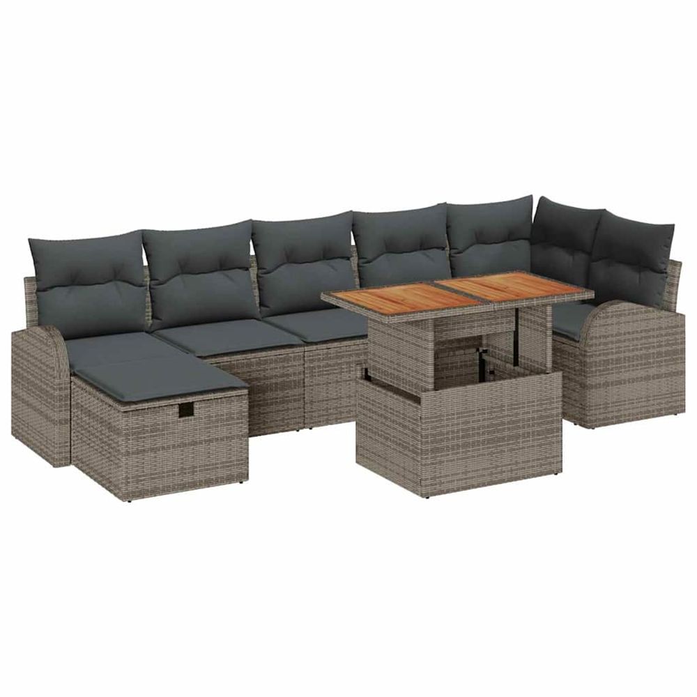 Ensemble de canapé de jardin 8 pc gris polyrotin