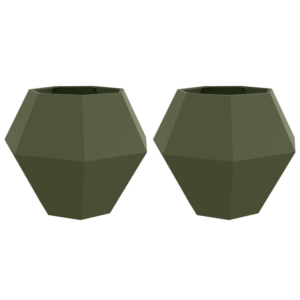 Jardinière 2 pc vert olive 100 x 100 x 80 cm acier