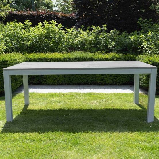 Table de jardin aluminium 8 places décor bois fixe tampa