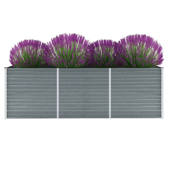 Lit surélevé de jardin acier galvanisé 240x80x77 cm gris