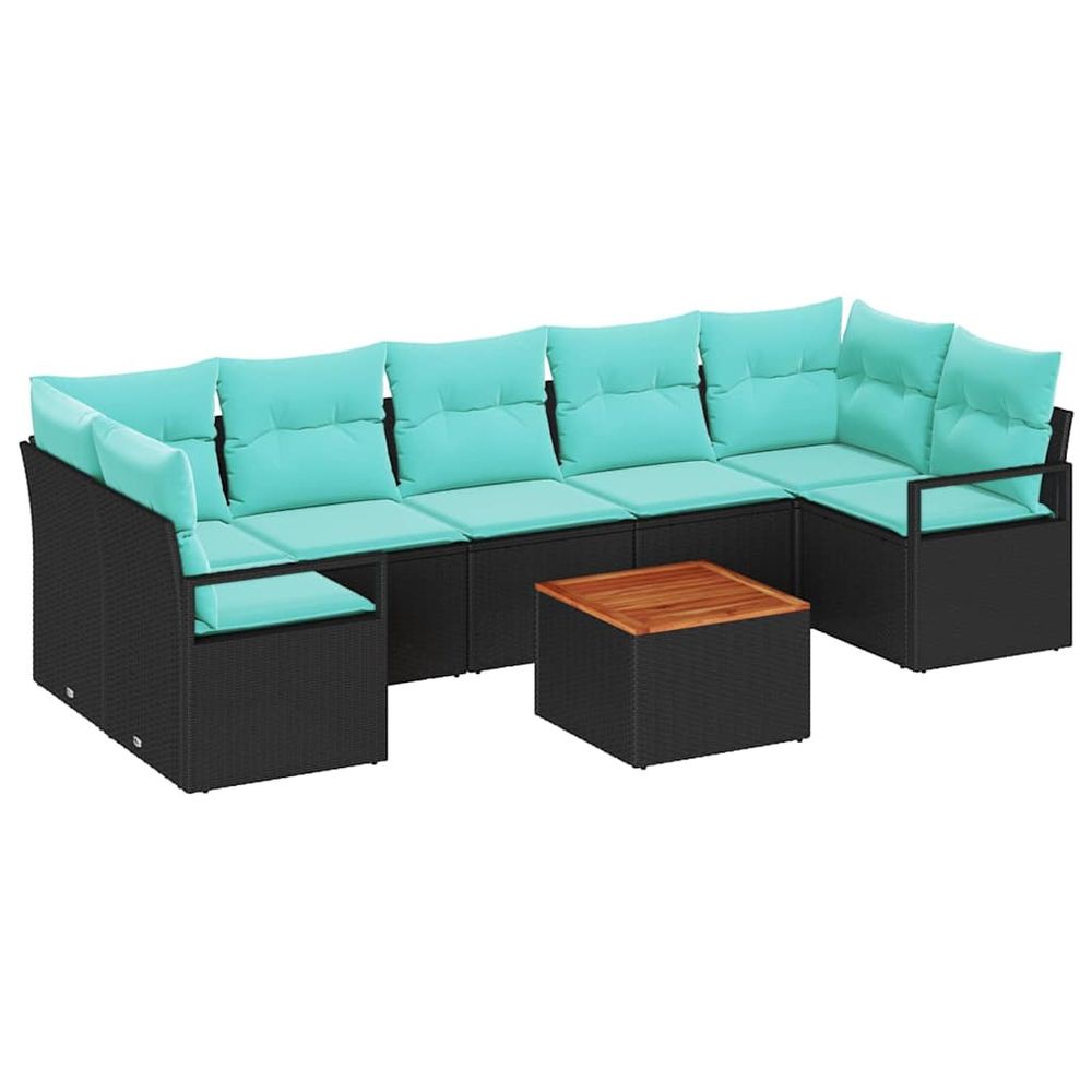 Ensemble de canapé de jardin 8 pc noir polyrotin