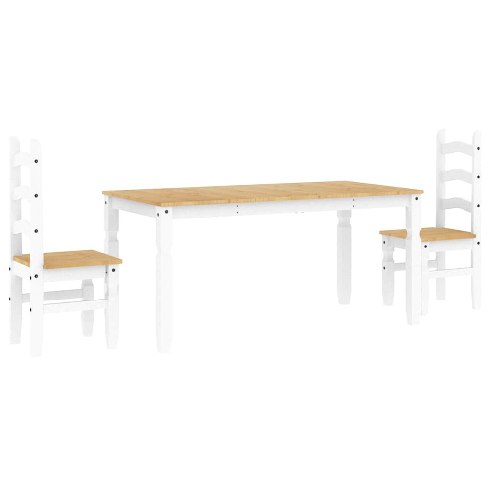 Ensemble à manger panama 3 pcs blanc bois de pin massif