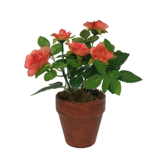 ~rosier plante fleur artificielle extérieur cimetière tissu corail12cm