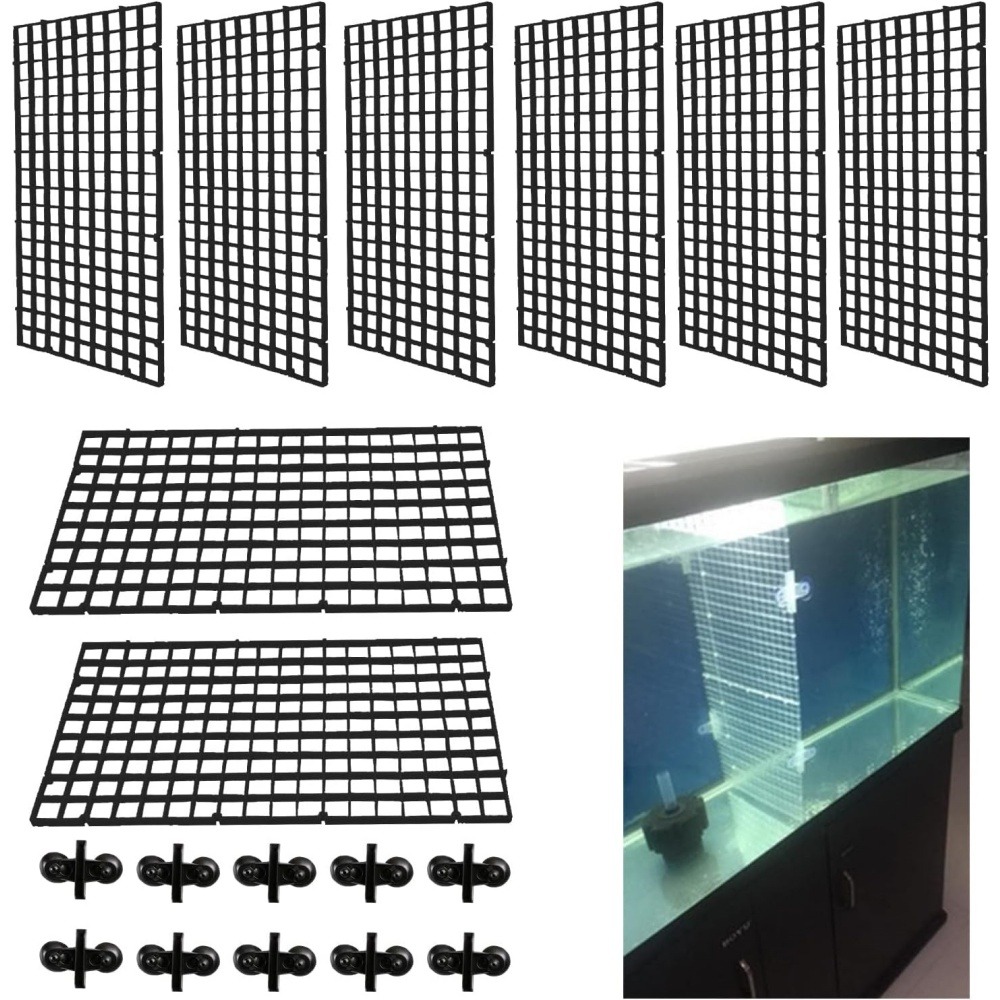 Accessoires d'aquarium-grille pour aquarium ventouse-8 pièces 30*15cm 10 clips gratuits