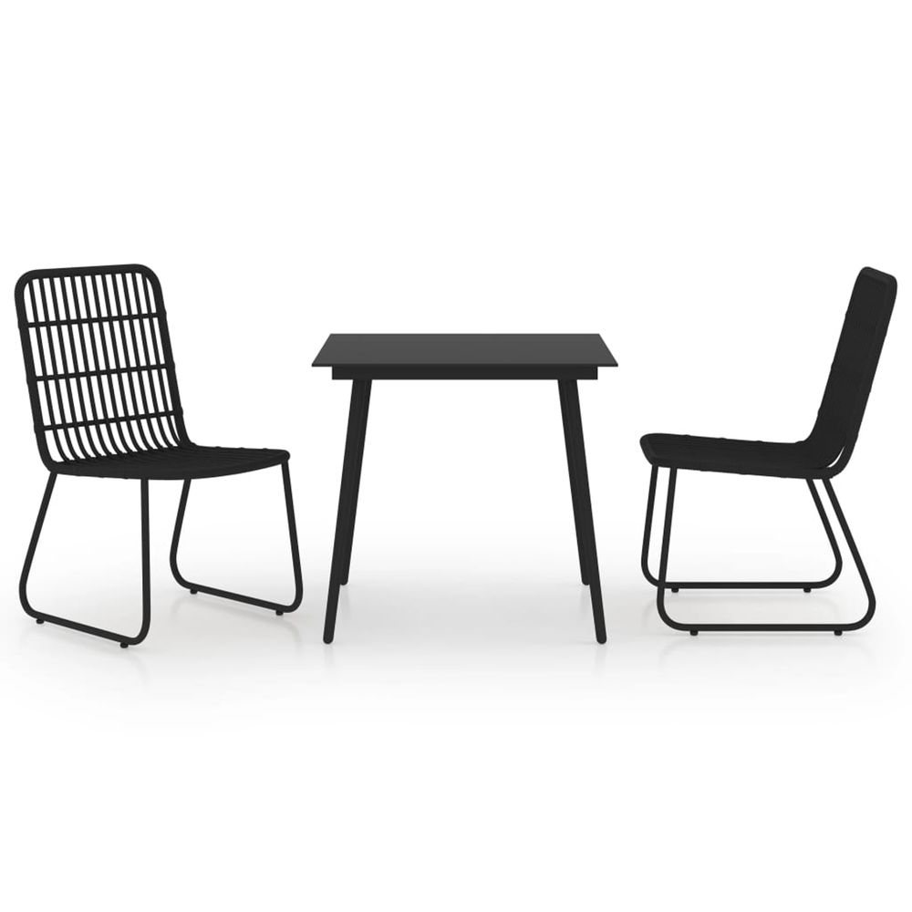 Ensemble à manger d'extérieur 3 pcs résine tressée et verre
