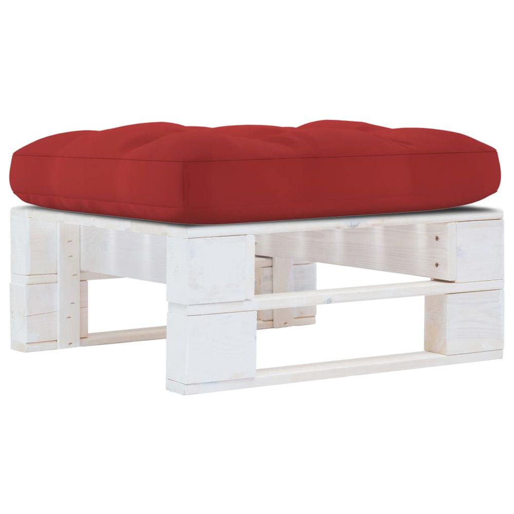 Pouf palette de jardin bois de pin imprégné de blanc