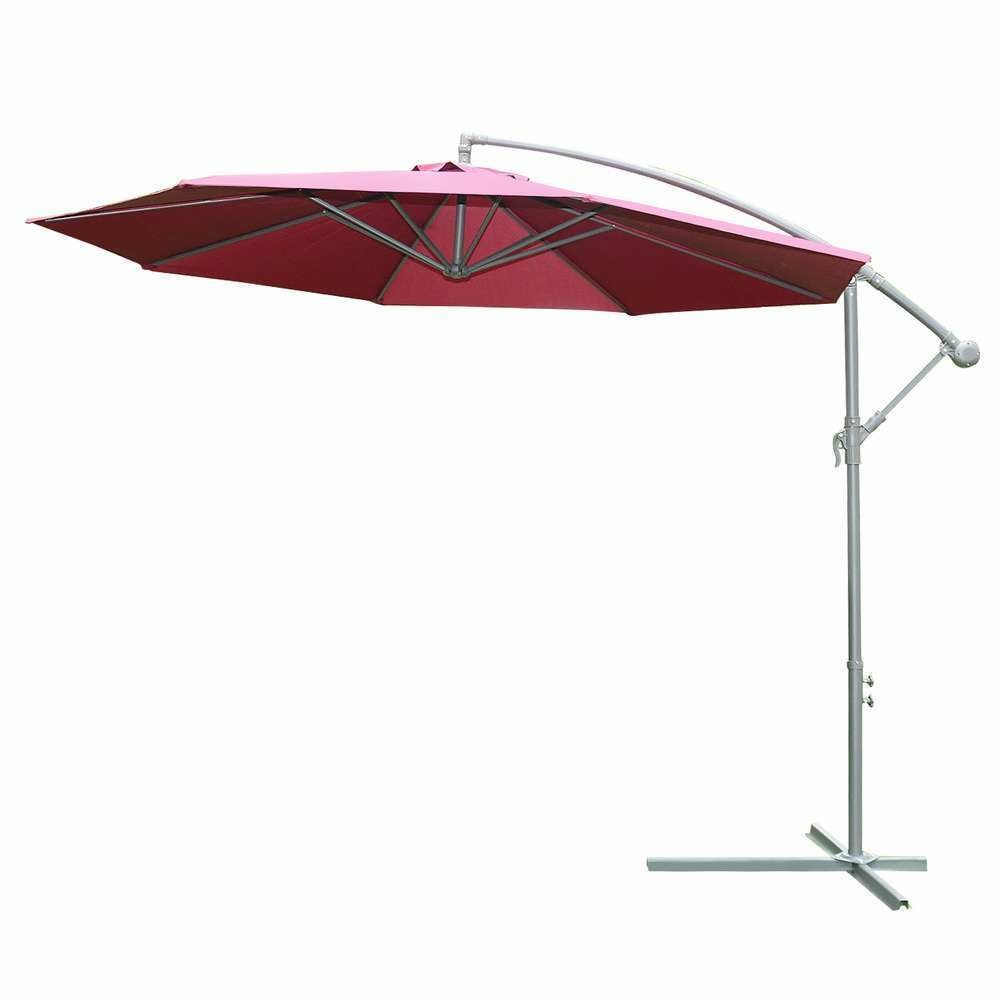 Parasol déporté octogonal diamètre 3m rouge - L300xl300xH260cm
