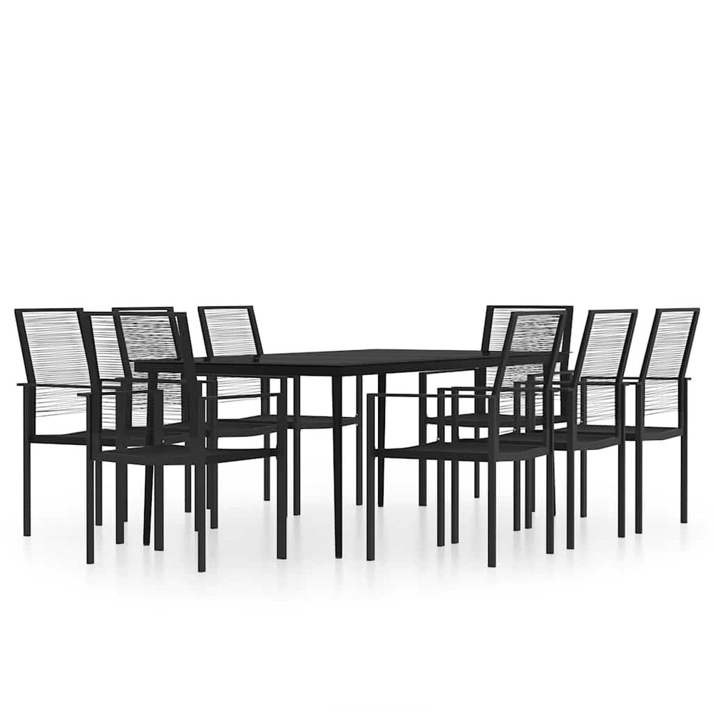 Ensemble à manger de jardin 9 pcs noir