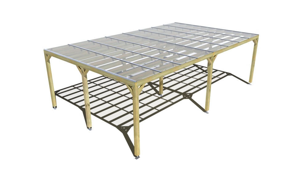 Pergola bois • 8m x 5m • indépendante • sens largeur • couverture étanche transparente incluse • livraison comprise