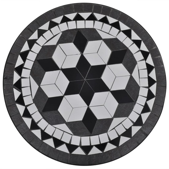 Table de bistro noir et blanc 60 cm mosaïque