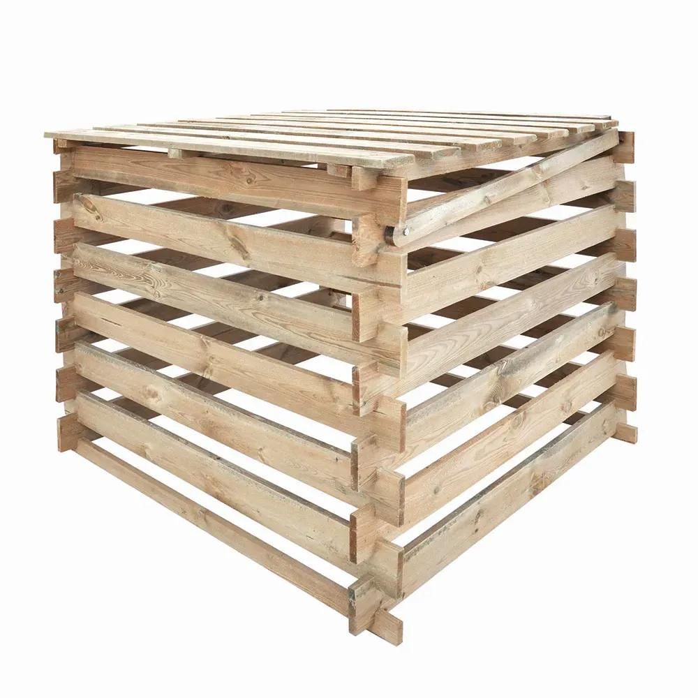 Composteur bois avec couvercle 80 x 80 cm, 510 l