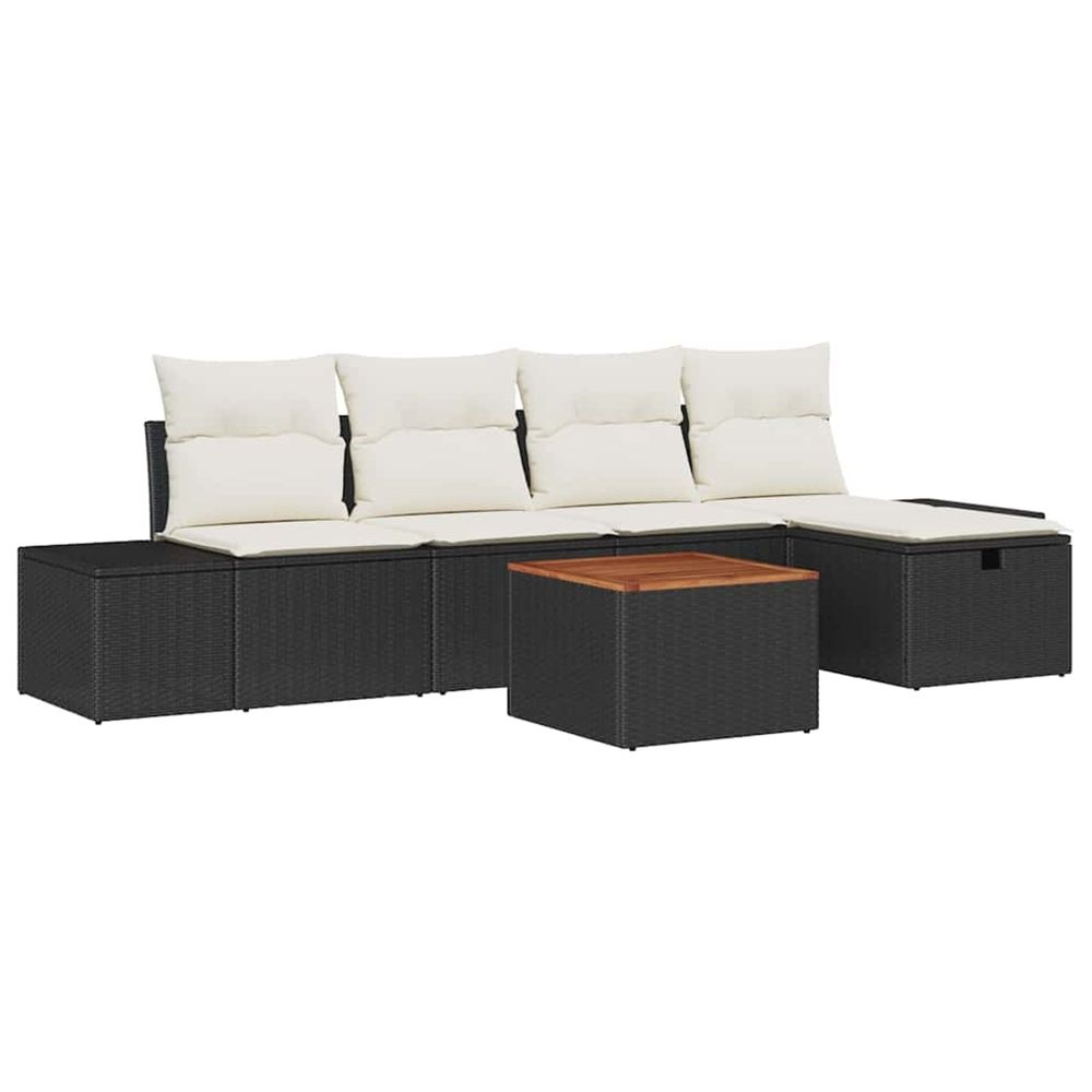 Ensemble de canapé de jardin 6 pc noir polyrotin