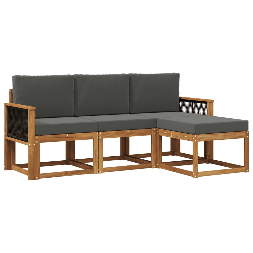 Ensemble de canapés d'extérieur 4 pcs naturel et anthracite