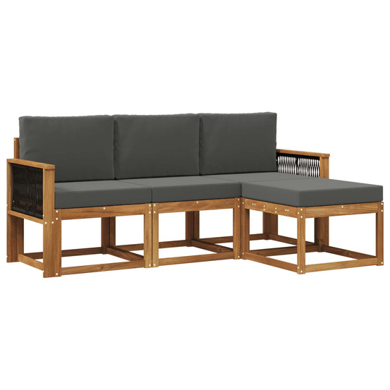 Ensemble de canapés d'extérieur 4 pcs naturel et anthracite