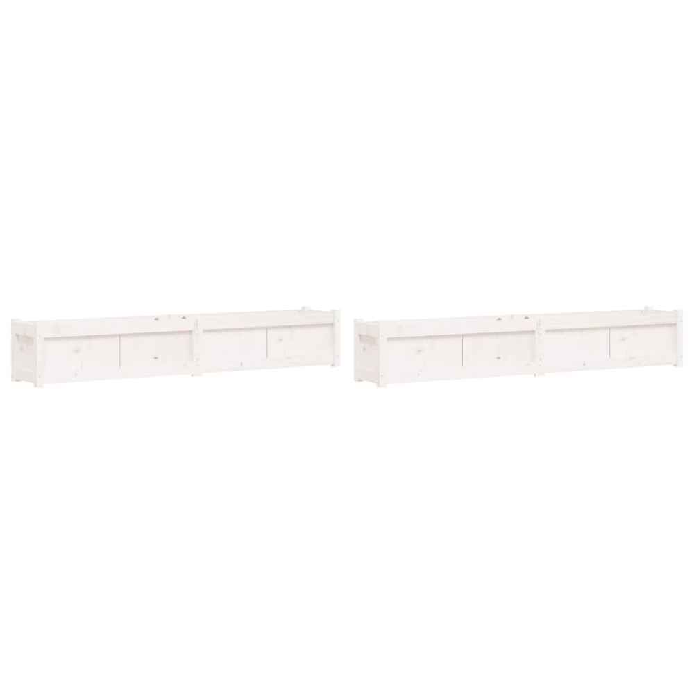 Jardinière bac lit surélevé plantes fleurs jardin terrasses lot de 2 bois de pin massif blanc